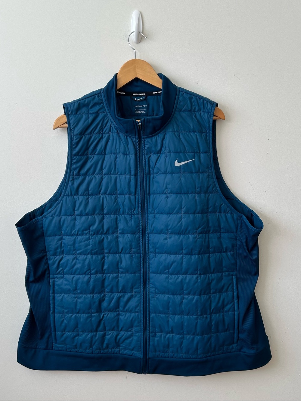 Nike Running Puffer Vest Women Size 3X Blue Therma-Fit Full Zip Lightweight